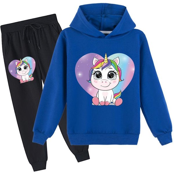 Fashion Unicorn Zestawy Ubrań Dla Dzieci Bluza + Spodnie DwuczęśCiowy Zestaw Bluzy Z Kapturem Garnitury Dla ChłOpcóW I DziewcząT 100-image