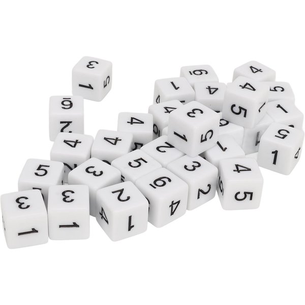 Juego De 30 Dados 16 Mm 6 Caras PláStico Dados NuméRicos Educativos Cubos Para Juegos De MatemáTicas Juegos De Mesa Juegos De Tablero Blanco-image