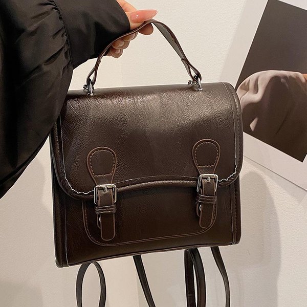 Bolsa Roja Coreana Mochila De Moda Nueva Para Mujer Estilo Universitario VersáTil Bolso De Hombro Brown-image