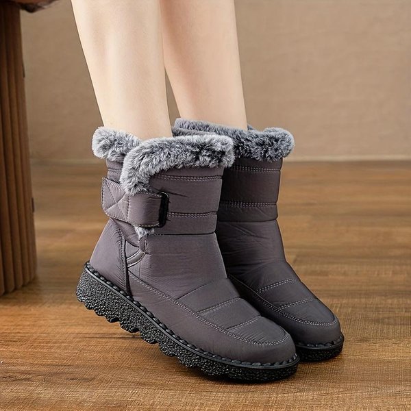 Wodoodporne Buty Zimowe Dla Kobiet Nowe Sztuczne Futro DłUgie Pluszowe Buty śNieżNe Damskie Buty Na Platformie Do Kostki CiepłE BawełNiane Buty Dla Par 42 Black-image