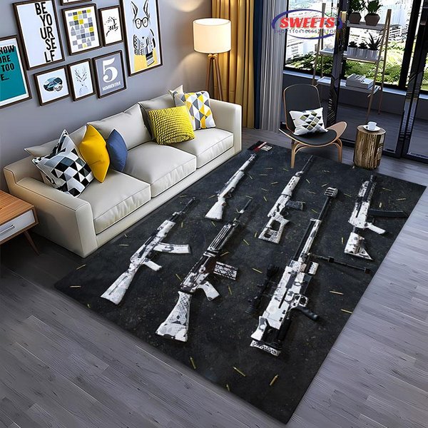 Alfombra De ÁRea TemáTica De Armas , Alfombra De Pistola Revolver Rifle De Asalto Para Sala De Estar Dormitorio Sofá Felpudo DecoracióN Alfombrilla Antideslizante Regalos 40X60Cm (16X24In)-image