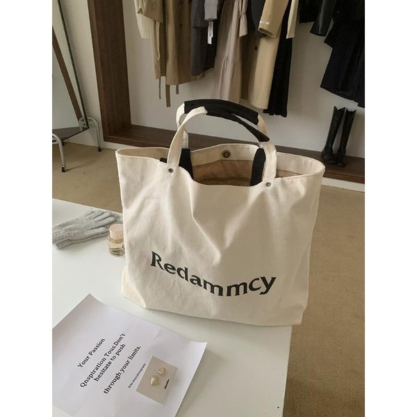 Bolso De Lona Informal Y VersáTil Coreano Para Viajar Para Mujer, Bolso De Hombro De Gran Capacidad, Bolso De Mano, Bolso Para Llevar Libros Para Estudiantes-image
