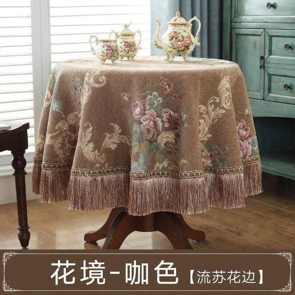 Mantel Redondo Jacquard Europeo Moda Vintage Cubierta Para Mesa De Café Mantel Cuadrado Retro Con Borlas DecoracióN Del Hogar Toalla 110X160Cm-image