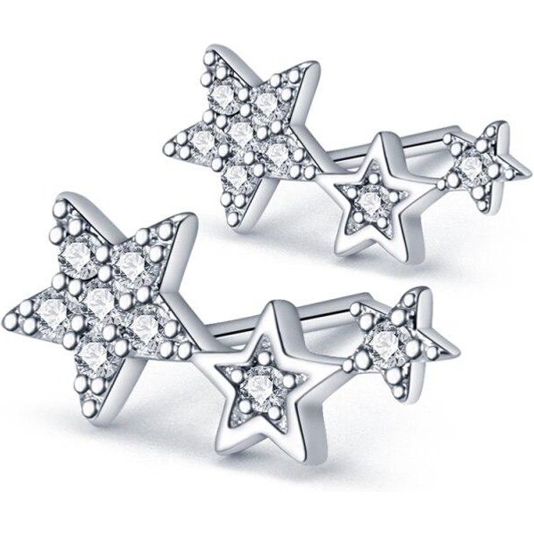 Pendientes De Plata 925 Variedad De Colores Forma De Estrella JoyeríA Fina Para Mujeres Regalo Nuevo-image