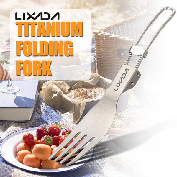 Lixada-Tenedor Plegable De Titanio, Ultraligero, PortáTil Para Exteriores, Cena, Fruta, Cubiertos, Vajilla Para Acampar, Mochilero-image