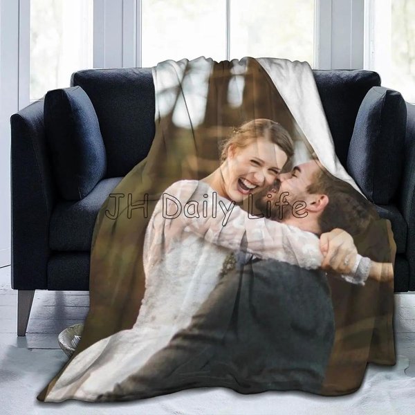 Koc Z WłAsnymi ZdjęCiami I Tekstem Personalizowane Flanelowe Koce Dla DorosłYch I Dzieci Prezent Na Urodziny Dzień Ojca Dzień Matki Walentynki 100X130Cm-image
