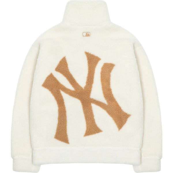 MLB New York Yankees Chaqueta De Forro Polar Con Estampado De Letras Unisex Chaquetas Crema 3AFDB0326-50CRS L White-image