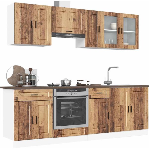 Conjunto De Armarios De Cocina, Calamar, 8 Piezas, Madera Vieja-image