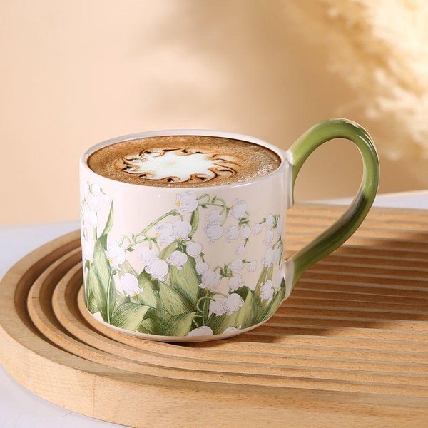 Kubek Ceramiczny O DużEj PojemnośCi Na śNiadanie Do Domu, FiliżAnka Do Kawy, Kubek Biurowy W Stylu Retro, Kubek Do Wody, Dla Pary, O Wysokim WygląDzie 360Ml Beige-image