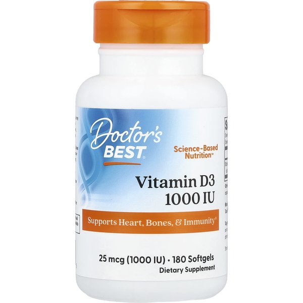 Doctor's Best, Vitamina D3, 25 Mcg (1.000 Ui), 180 CáPsulas Blandas-image