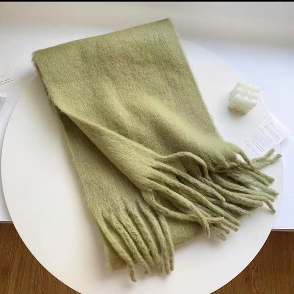 Damski Szalik Zimowy CiepłY Grubszy Szal Chusty Moda Jednolity Kolor Szale Pashmina DłUgi FręDzle HidżAb Szale Bufanda Kaszmir 190X38Cm-image