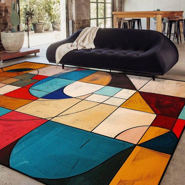 Nowoczesny Geometryczny Abstrakcyjny Dywan Do Salonu Sypialni DużY AntypośLizgowy Dywan PodłOgowy Zmywalny WystróJ Domu 80X160Cm(31X62In)-image