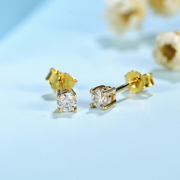 100% Moissanite Kamień 585 RóżOwe ZłOto Stadniny Kolczyki Dla Kobiet Solidna 925 Srebro Solitaire Party Fine Jewelry White-image