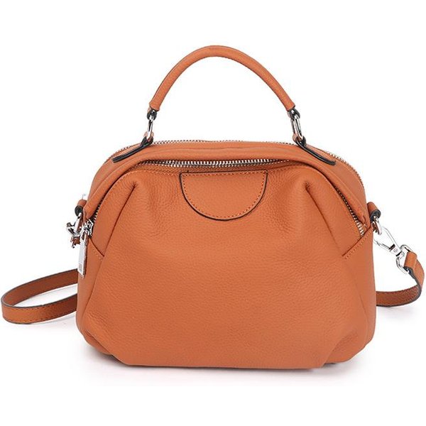 Bolso De Mujer De Cuero Genuino Para Mujer OtoñO Nuevo Bolso De Hombro VersáTil Gran Capacidad Bolso Bandolera Retro Para Viajes-image