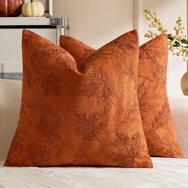 Funda De Almohada De Hoja De Arce De OtoñO Cojines AccióN De Gracias Y Halloween Funda De CojíN De Calabaza Bordada DecoracióN Fundas De Almohada Para El Hogar Exteriores 30X50Cm-image