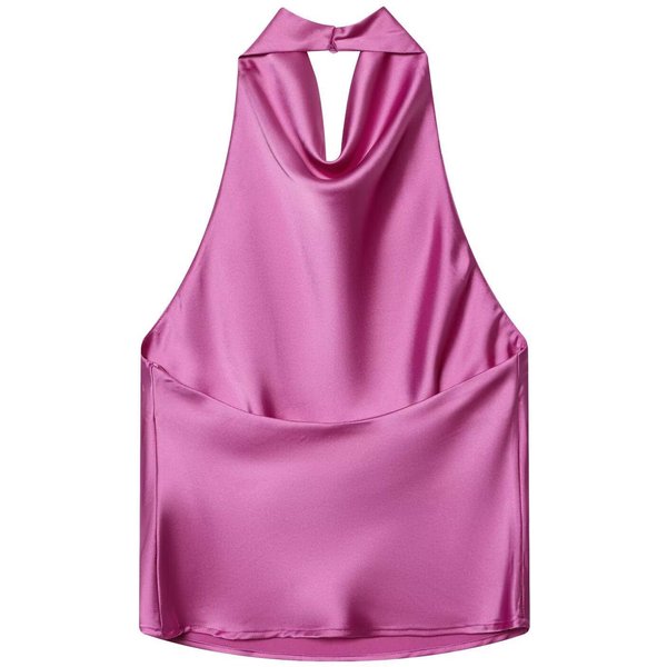Damski Top Typu Crop Top Z WiąZaniem Na Szyi, Bez RęKawóW, Dopasowany, W Jednolitym Kolorze, Casualowa Letnia Bluzka M RóżA, Czerwony Kolor-image