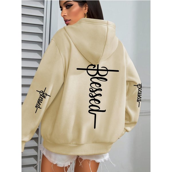 2026 Damskie Bluzy Casual Damskie Bluzy Z Nadrukiem Blessed Harajuku Hip Hop Streetwear Codzienna Moda Polarowe Ubrania Sportowe M-image