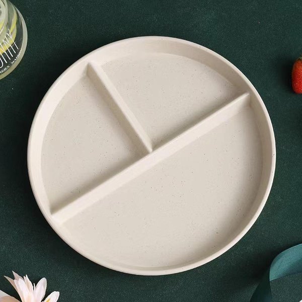 Podzielone Naczynie Na 3 Dieta Wielorazowy OkrąGłY Talerz Obiadowy Naczynia Kuchenne Talerze Porcjowe DorośLi 3 PrzegróDki Talerze ZróWnoważOne PosiłKi Gray-image