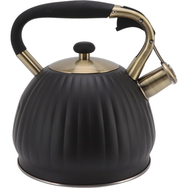 Hervidor De Té Silbante De 3.5L Acero Inoxidable Forma De Calabaza Tetera Para Estufa Tetera Negra L-image