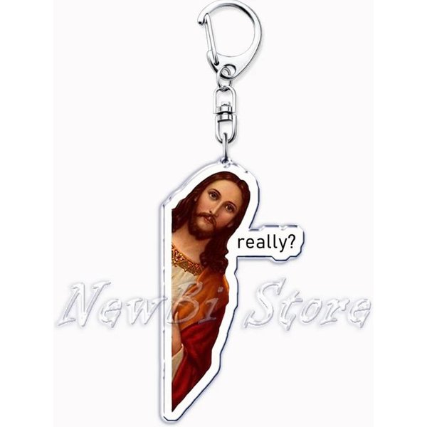 Llavero Divertido JesúS Está Mirando Vi Eso Meme Llaveros Anillo Para Accesorios Colgante De Bolso Llavero JoyeríA Regalos Para Fans White-image