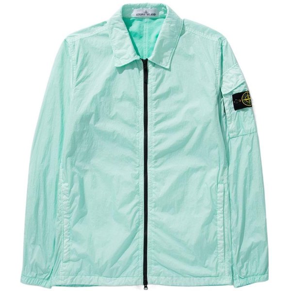 Stone Island Jednolity Kolor Naszywka Z Logo Kurtka Koszulowa MęSka Kurtka Jasnozielona 771510223-V0044 XL White-image