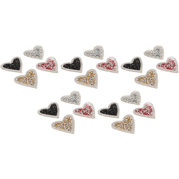 20 Piezas Parches Bordados Con PedreríA Forma De CorazóN Brillantes Hermosos Parches Termoadhesivos DIY Para Ropa Gray-image