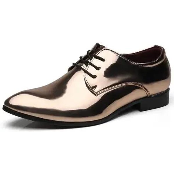 Modne Lakierowane MęSkie Buty ŚLubne ZłOte Niebieskie Czerwone BiałE Oksfordy Buty Projektanta Szpiczasty Nosek But Elegancki 37-48 Zapatillas MęSkie 44 Brown-image