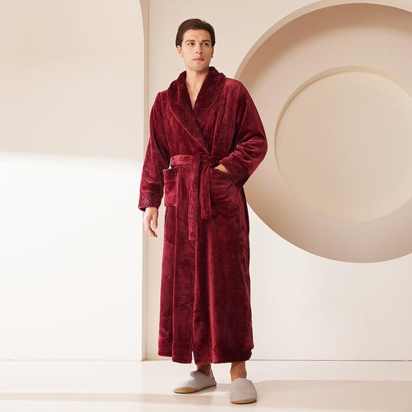 DużY Rozmiar Jesień Zima Flanelowa Para PiżAma Koszula Nocna DłUgi Szlafrok Kimono Szlafrok Szlafrok LuźNy Pogrubiony Polar Koralowy Odzież Domowa M White-image