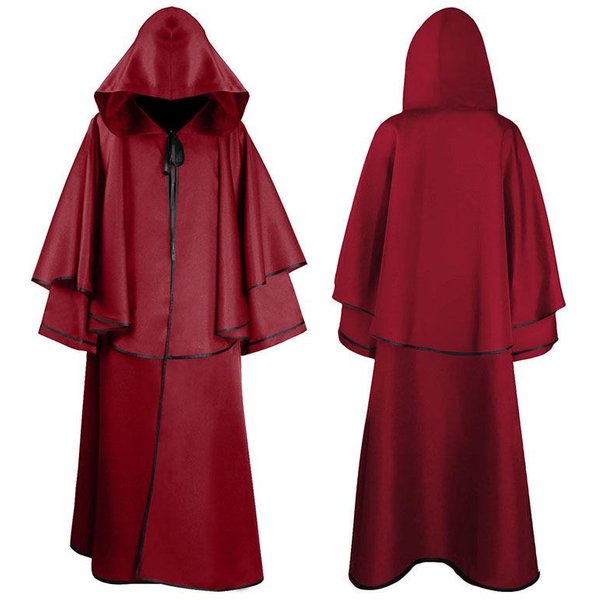 Capa Medieval Con Capucha TúNica Capa 5 Colores TúNica De Monje Capa Capa Manga Larga Capa De Mago Halloween Escenario Cosplay Disfraces Nuevo XXL-image