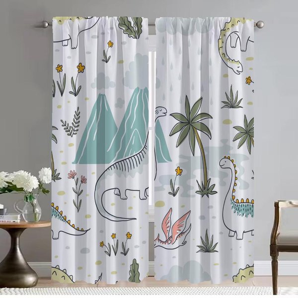 Cortinas Antimosquitos De Dinosaurios 2 Piezas Cortinas Para Dormitorio Sala De Estar Cortina ParticióN DecoracióN De Halloween Estores Cocina W50Xh70Cmx2Pcs-Cl-image