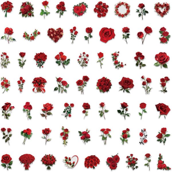 Paquete De 60 Pegatinas Transparentes De Rosas CalcomaníAs Transparentes De PET Impermeables Perfectas Como Materiales De Flores Para Diario Tienda Animeworlds Brown-image