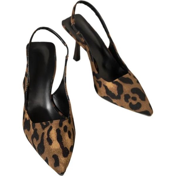 Buty Damskie CzółEnka Damskie Wysokie Obcasy Moda Sukienka CzółEnka Damskie Lampart Szpiczasty Nosek Wsuwane Cienkie Obcasy SandałY Damskie 35-image