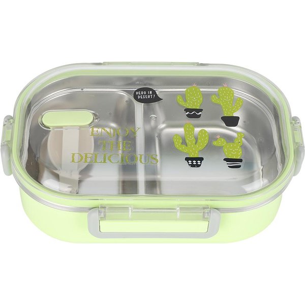 PrzenośNy 304 Stal Nierdzewna 650ML Pojemnik Bento Szczelny Pojemnik Na Jedzenie Dla StudentóW Dziecizielony Zielony-image