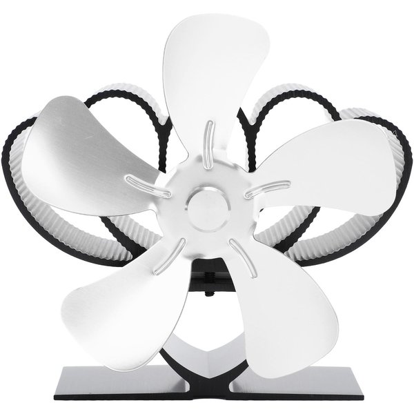 Ventilador De Estufa Alimentado Por Calor AleacióN De Aluminio Bajo Ruido Sostenible Ventilador De Estufa De LeñA Para Chimenea De LeñA Plata Plata-image