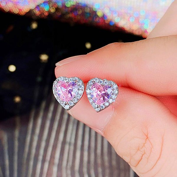 Huitan Delikatne Kolczyki Sztyfty W KształCie Serca Dla Kobiet DostęPne W Wielu Kolorach Modne Wszechstronne Dodatki Do Piercingu Uszu BiżUteria-image