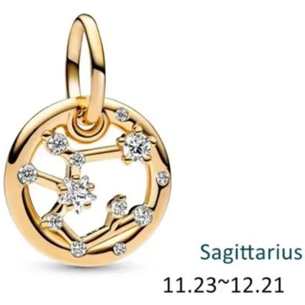 Colgantes De Cobre Dorado AutéNtico CáNcer Capricornio Tauro Libra Aries Amuletos Decorativos Elementos De Cuentas Adecuados Para Estilo De Pulsera AutéNtica-image