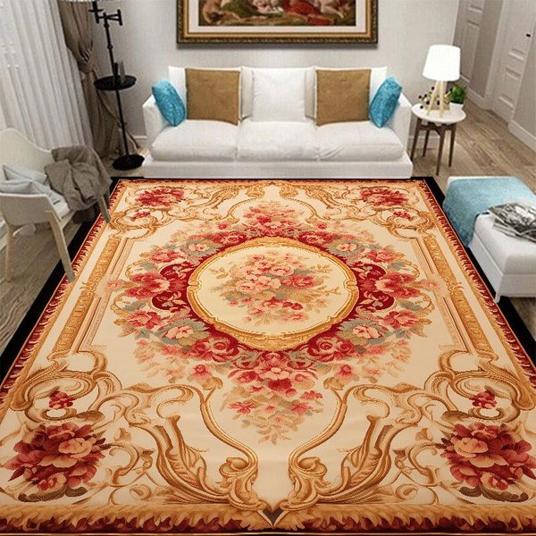 Luksusowy Europejski Dywan DużEgo Rozmiaru Dekoracja Salonu Domowego Dywanik Obszarowy Na Bok Sofy Do Sypialni AntypośLizgowy Szatnia Zmywalna Mata PodłOgowa 80X120Cm 31.5X47.2In-image