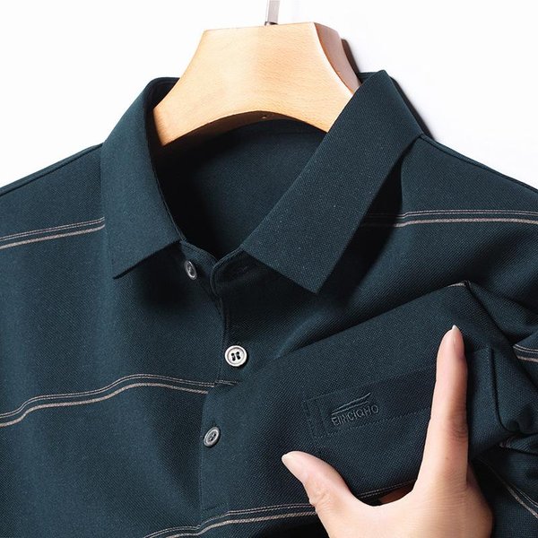 Wiosenno-Jesienna MęSka Koszula Polo Z DłUgim RęKawem I Klapami Nowa Moda W śRednim Wieku, Swobodna, Prawdziwa Kieszeń, MęSka Modna GóRa Xxxxl Black-image