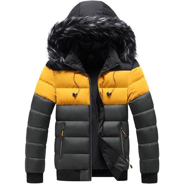 Abrigo De Invierno Para Hombre Acolchado De AlgodóN Para JóVenes Con Capucha Chaqueta Gruesa Y CáLida Acolchada De AlgodóN Cortavientos Color Combinado Chaqueta Acolchada De AlgodóN Casual Tide 3XL-image
