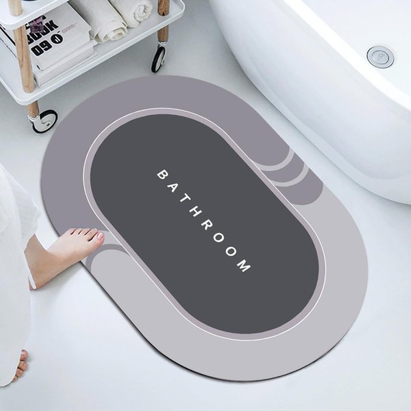 Alfombrilla Antideslizante Para BañO, Alfombrilla De Secado RáPido Para Puerta De Inodoro, Alfombrilla Absorbente De Barro De Diatomeas Suave, Resistente A La Suciedad 60 * 90Cm-image