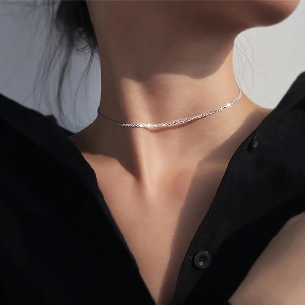 Collar Choker De Plata De Ley 925 Para Mujer Accesorios De Boda JoyeríA Punk GóTica Collier Femme Dz638 Brown-image