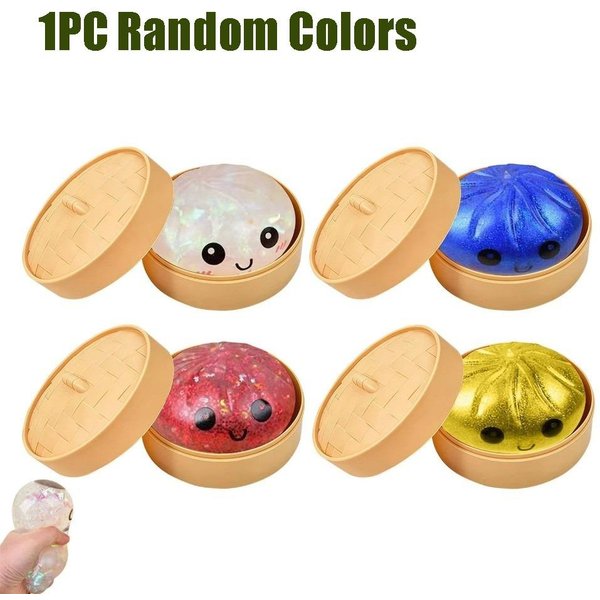 BłYszcząCe PierożKi Squishy MięKka Powolna SprężYstość Parowany BułEczka Nadziewana Squishy Do ŚCiskania Le Z Parowarem Fidget Beige-image