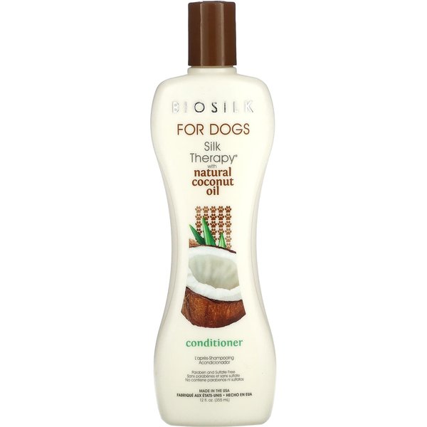 Biosilk, Silk Therapy, Con Acondicionador De Aceite De Coco Natural, Para Perros, 12 Fl Oz (355Ml) White-image