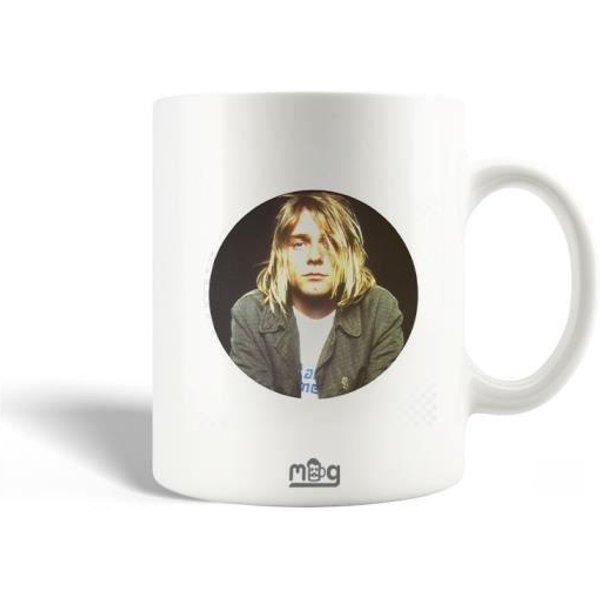 Taza De CeráMica - Nirvana - Kurt Cobain - 30Cl - Apta Para Lavavajillas - Blanca-image