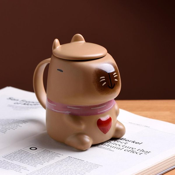 Kubek Na Wodę Kapibara Kreatywny KreskóWkowy Kubek Kapibara Ceramiczny Kubek Biurowy Kubek Do Kawy Kubek Na Mleko Uroczy I Uroczy 301-400Ml Brown-image