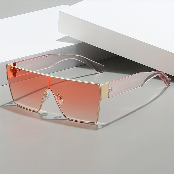 Retro Kwadratowe Okulary PrzeciwsłOneczne Luksusowa Marka Projektanta Dla MężCzyzn Kobiet Unisex JednoczęśCiowa Dekoracja Okulary PrzeciwsłOneczne PodróżNe Ochrona UV Brown-image
