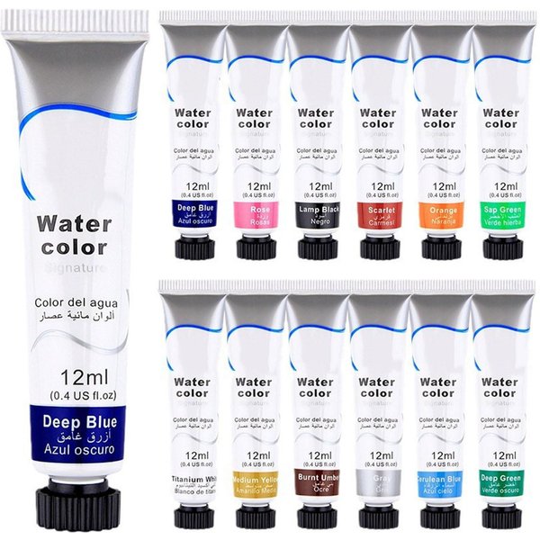 Set De Pintura De Acuarela De 12 Colores Profesional DIY FáCil De Mezclar Duradero Vibrante Pintura De Acuarela Para NiñOs Principiantes Agua-image