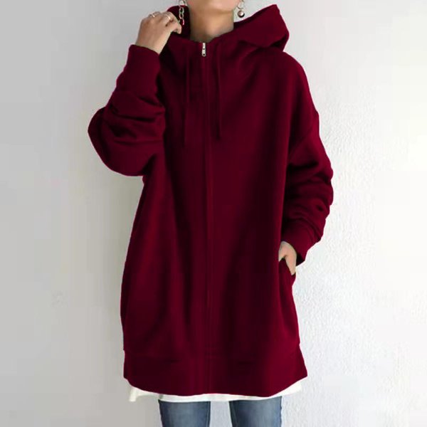 Damskie Bluzy Oversize Z Kapturem Wiosna Jesień DłUgi RęKaw Bluza Z Kapturem Zapinana Na Zamek LuźNa Odzież Wierzchnia 5XL-image