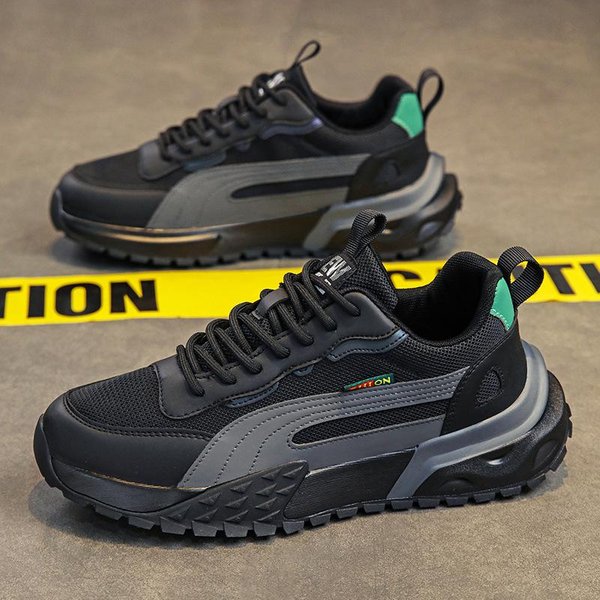 Zapatillas Para Hombre Con Cordones Zapatos Vulcanizados Para Hombre Transpirables Zapatos Resistentes Al Desgaste Para Hombre Malla Zapatos De Running Para Exteriores Tenis 44 Black-image