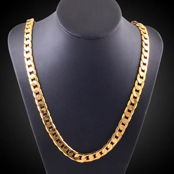 40-60CM Sterling 18K ZłOto Kolor 8MM Naszyjniki Klasyczny Boczny łAńCuszek Dla MężCzyzn, Kobiet, BiżUterii, Wesel 60Cm Gray-image